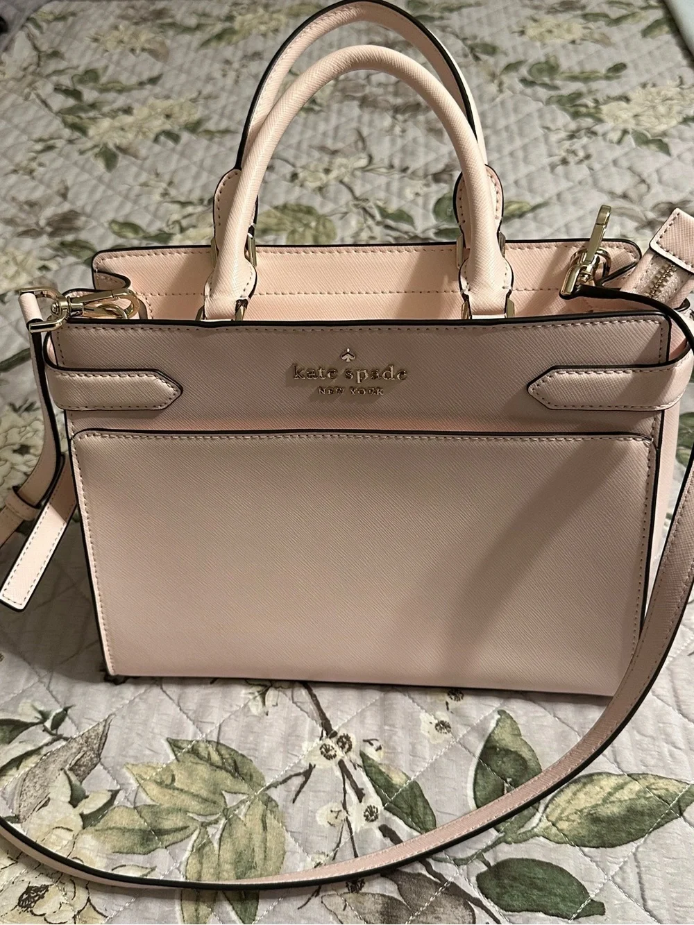 kate spade Staci Blush Pink Leather Medium Crossbody Satchel